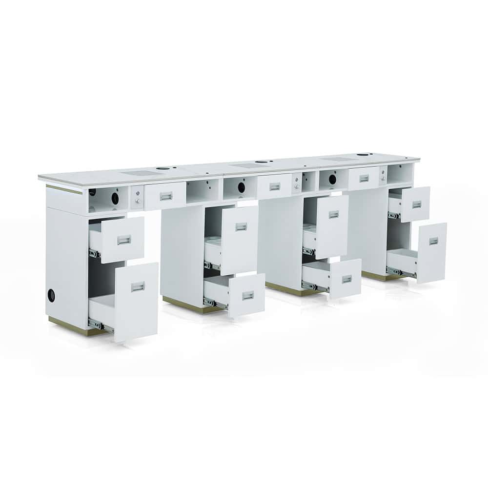 Luxury Manicure Table with LED Lighting - TRIPLE TABLE