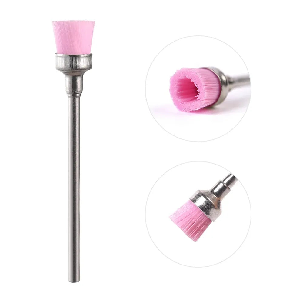 NYLON PINK CLEANING BRUSH - NAIL DRILL BIT
