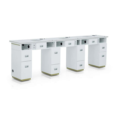 Luxury Manicure Table with LED Lighting - TRIPLE TABLE