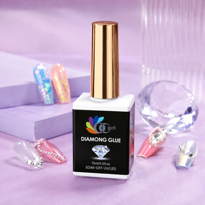 Non Wipe Diamond Glue Gel with Liner Brush UV/Led 15ml