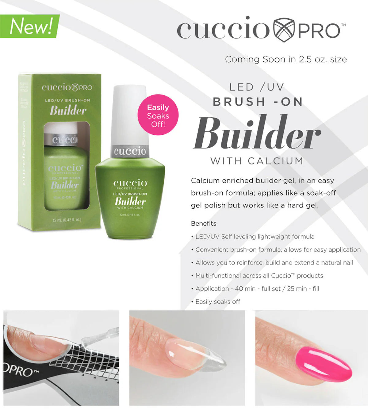 CUCCIO Brush-on Builder Gel with Calcium LED/UV  - CLEAR 0.43oz (13mL)