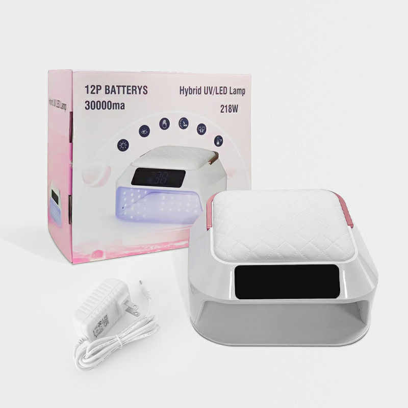 White Hybrid UV/LEDs Nail Lamp with Black Pillow top