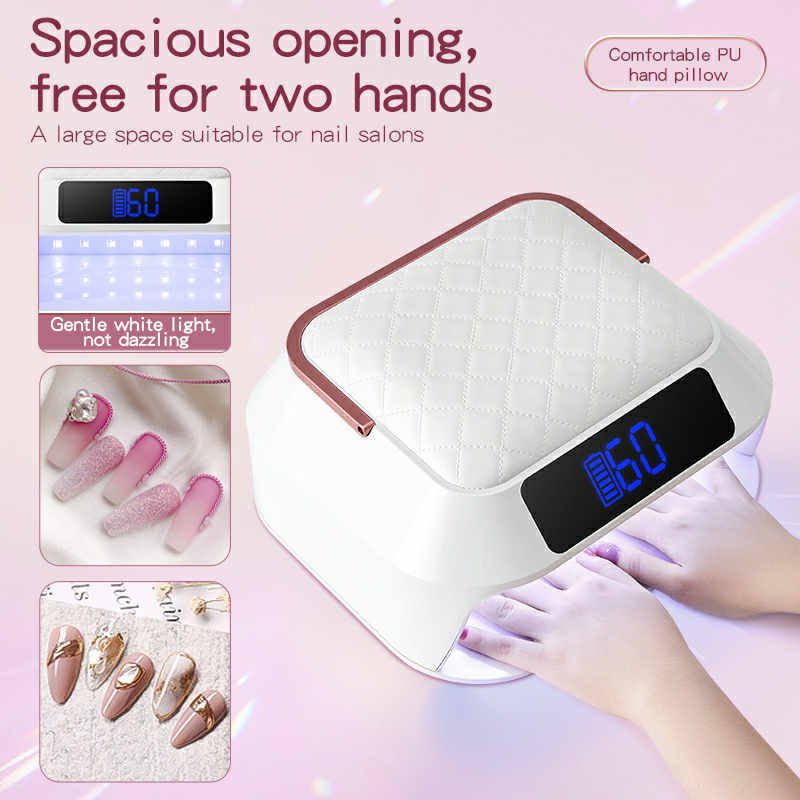 White Hybrid UV/LEDs Nail Lamp with Black Pillow top