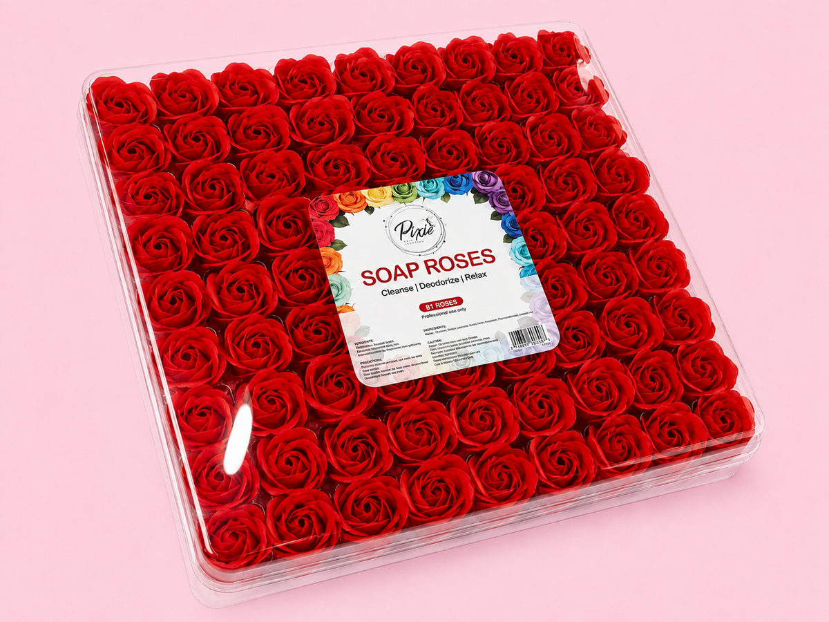 Manicure Pedicure Bath Soap Rose Flower Nail Hand & Feet - Red - 81pcs
