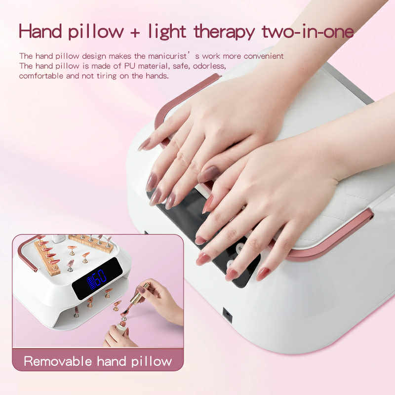 White Hybrid UV/LEDs Nail Lamp with Black Pillow top