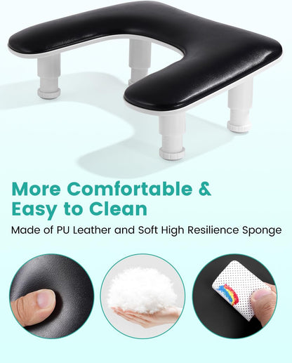 Deluxe Ergonomic U Shape Nail Arm Rest  - Adjustable Height