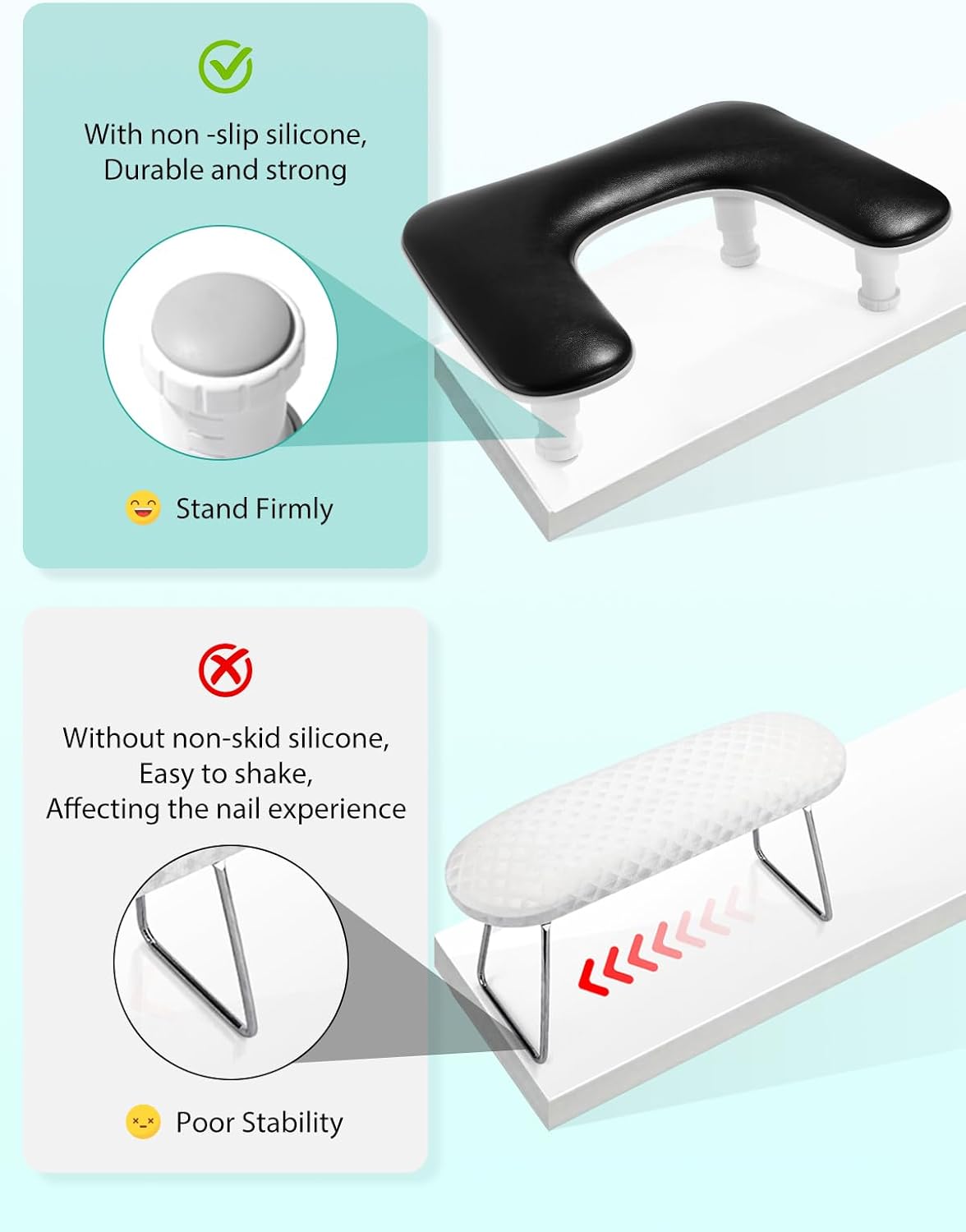 Deluxe Ergonomic U Shape Nail Arm Rest  - Adjustable Height