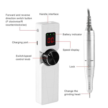 Super Slim Cordless E-File Machine - 3000RPM