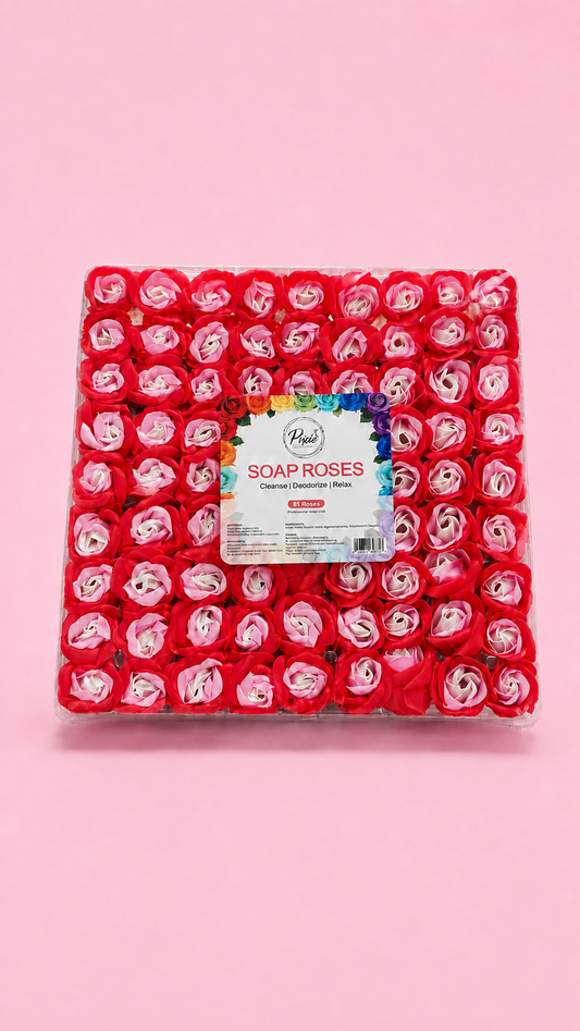 Manicure Pedicure Bath Soap Rose Flower Nail Hand & Feet - Multi Red - 81pcs