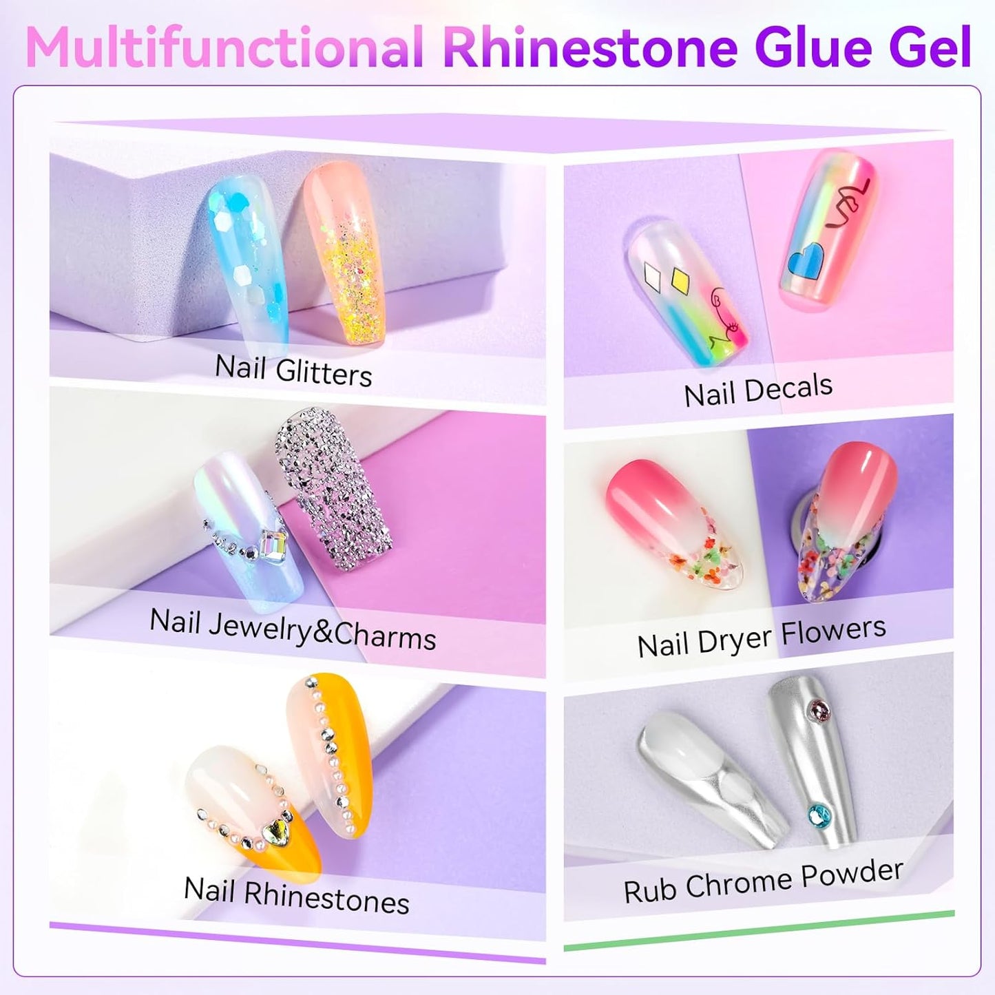 Non Wipe Diamond Glue Gel with Liner Brush UV/Led 15ml