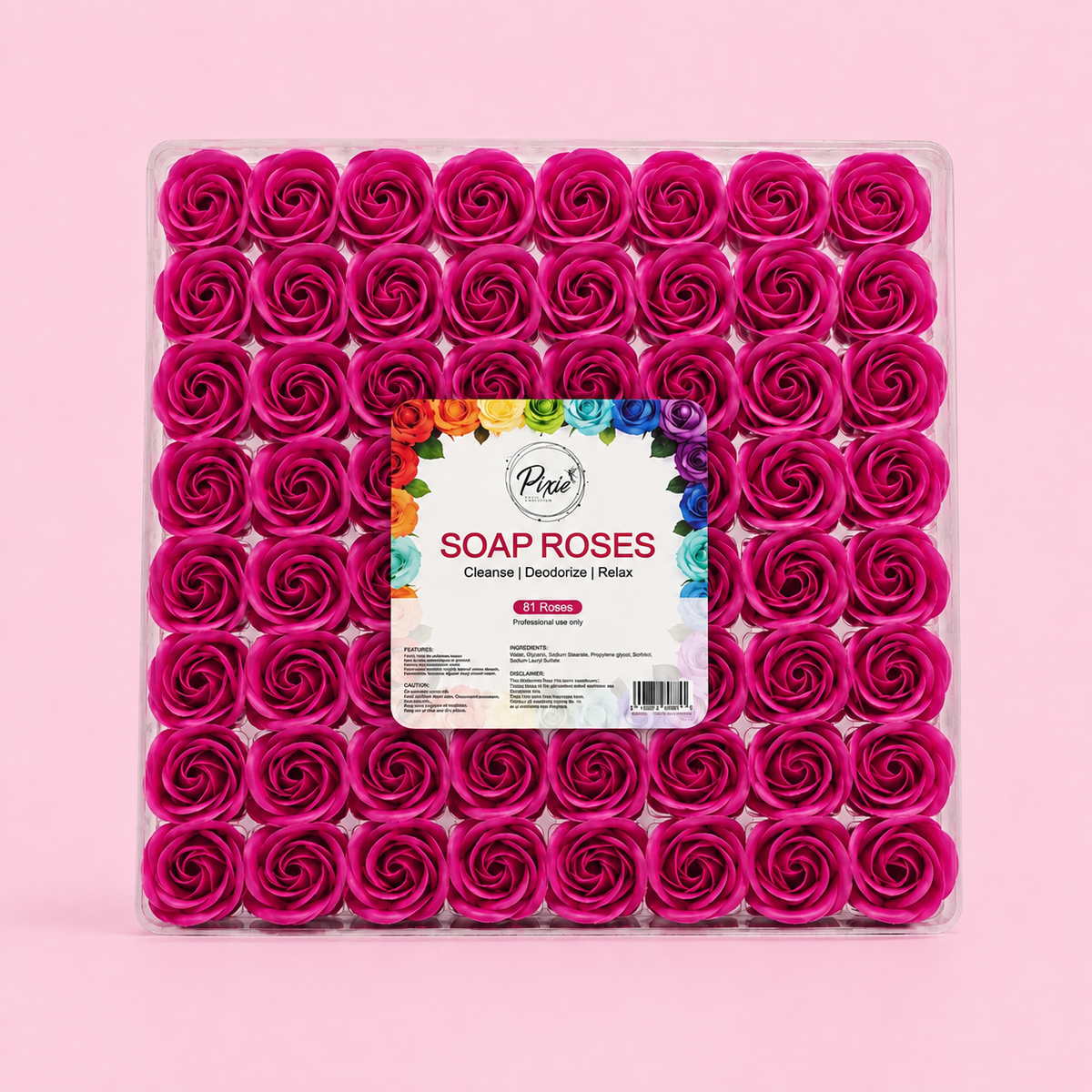 Manicure Pedicure Bath Soap Rose Flower Nail Hand & Feet - Hot Pink - 81pcs