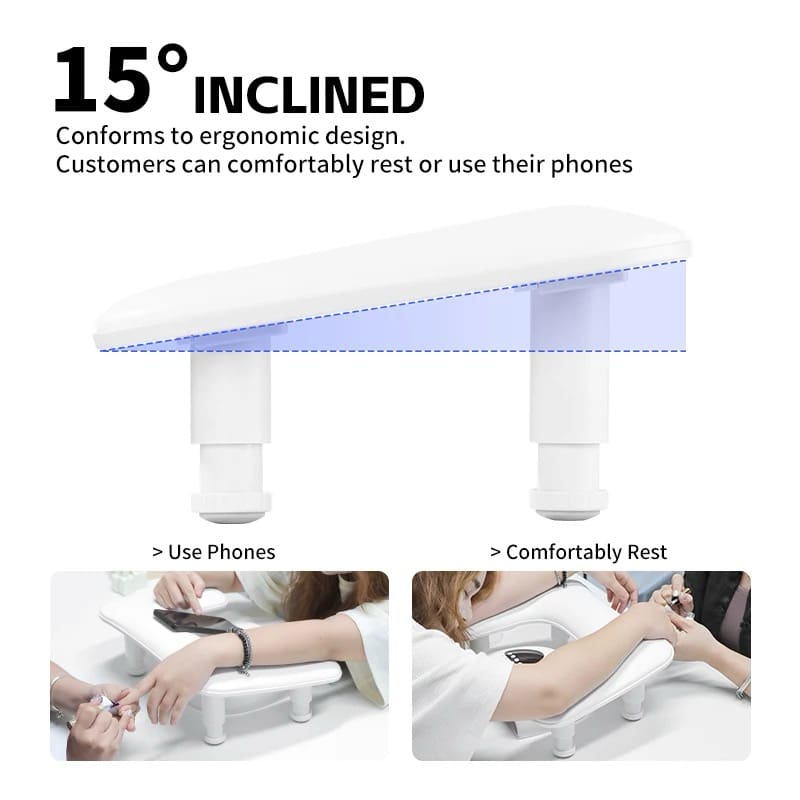 Deluxe Ergonomic U Shape Nail Arm Rest  - Adjustable Height