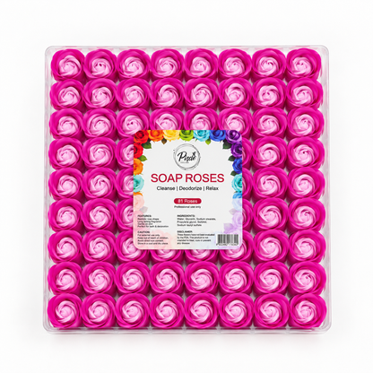 Manicure Pedicure Bath Soap Rose Flower Nail Hand & Feet - Multi Hot Pink - 81pcs