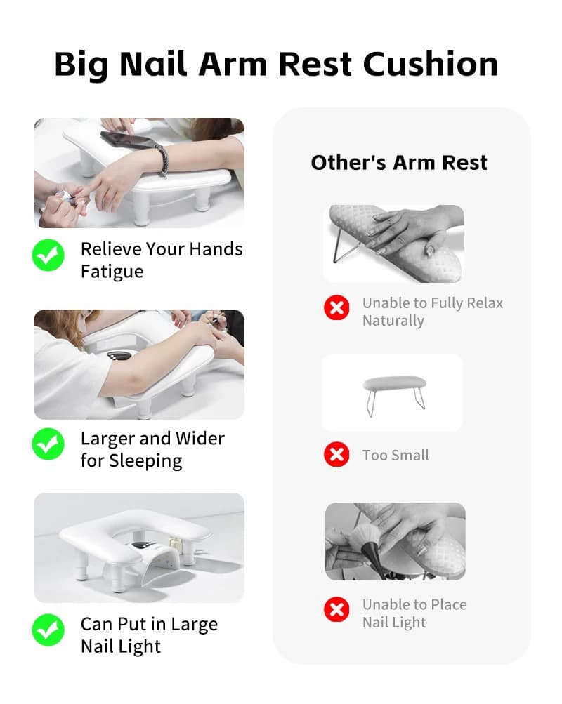 Deluxe Ergonomic U Shape Nail Arm Rest  - Adjustable Height