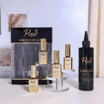 PIXIE | BASE COAT REFILLS BUNDLE - 250ml +  FREE 4x15ml(HEMA/TPO-free)