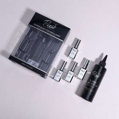 PIXIE | SUPER SHINY NO WIPE TOP COAT REFILL BUNDLE 250ml + FREE 4x15ml (HEMA/TPO-free)