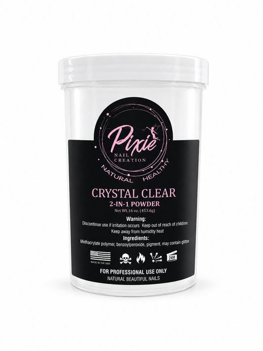 PIXIE 2in1 DIP/ACRYLIC POWDER - CRYSTAL CLEAR 16OZ