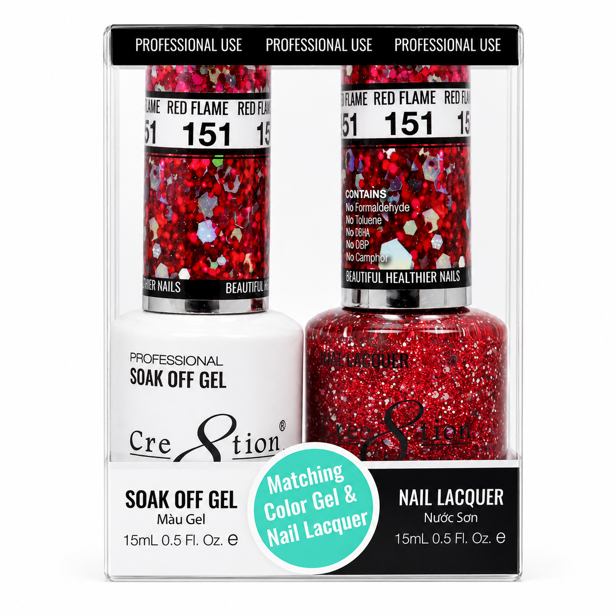Cre8tion Duo | Matching Color Gel & Nail Lacquer #151 Red Flame