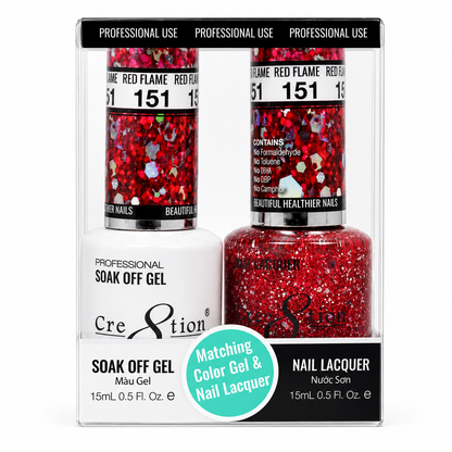 Cre8tion Duo | Matching Color Gel & Nail Lacquer #151 Red Flame