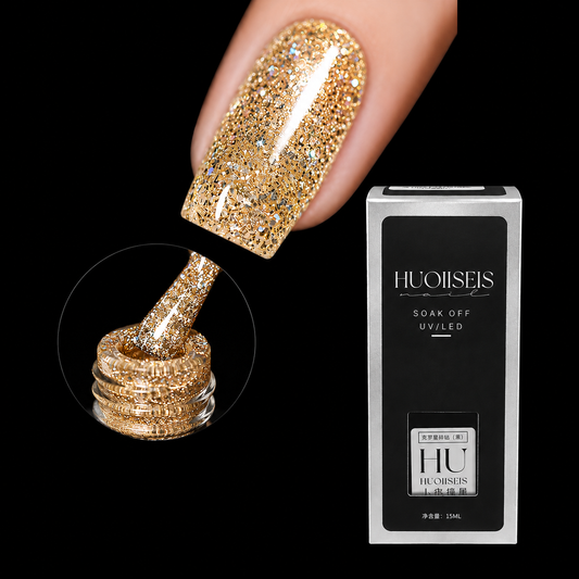Star Diamond Gel Polish -  Golden - 15ml