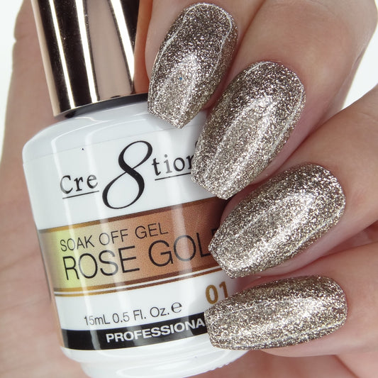 Cre8tion Rose Gold Soak Off Gel 0.5oz - 01