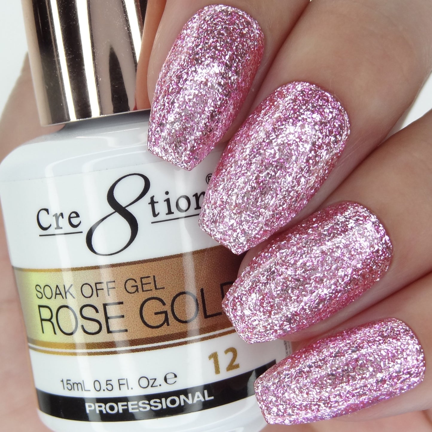 Cre8tion Rose Gold Soak Off Gel 0.5oz - 12