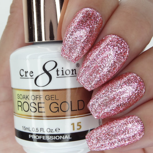 Cre8tion Rose Gold Soak Off Gel 0.5oz -15