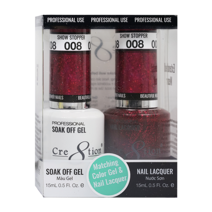 Cre8tion Duo | Matching Color Gel & Nail Lacquer #008 Show Stopper