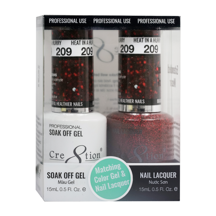 Cre8tion Duo | Matching Color Gel & Nail Lacquer #209 Heat In A Hurry