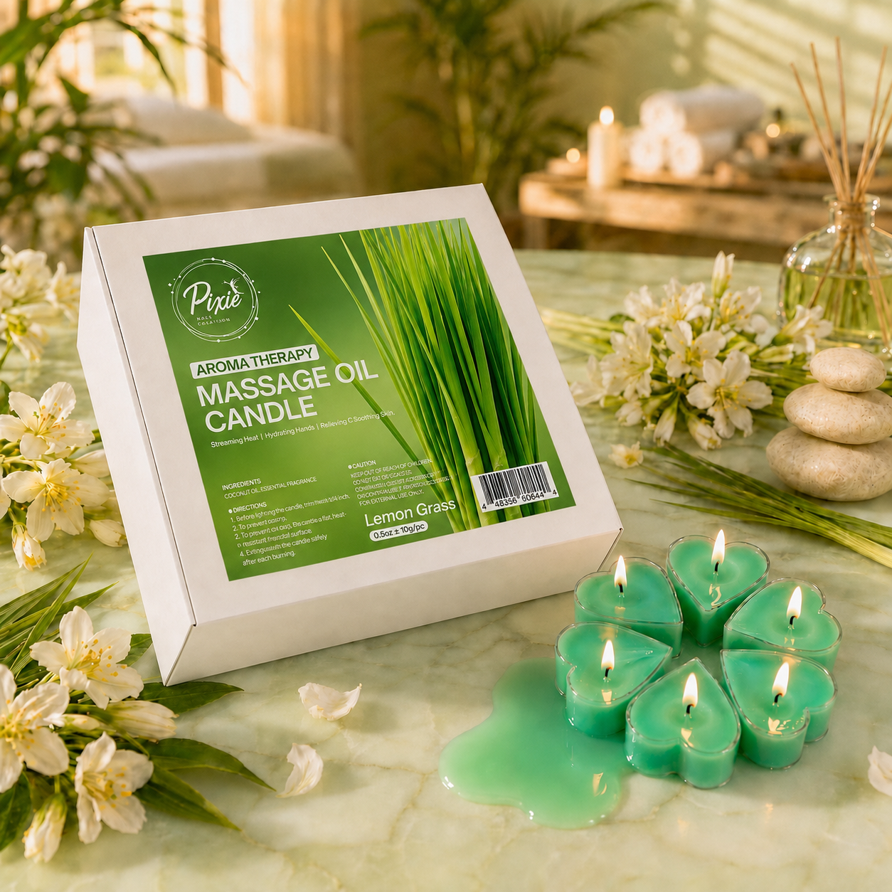 MASSAGE OIL CANDLE - LEMON GRASS (100pcs/box)
