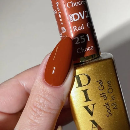 DND DIVA Gel & Lacquer Duo - DV #251 Chocolate Red