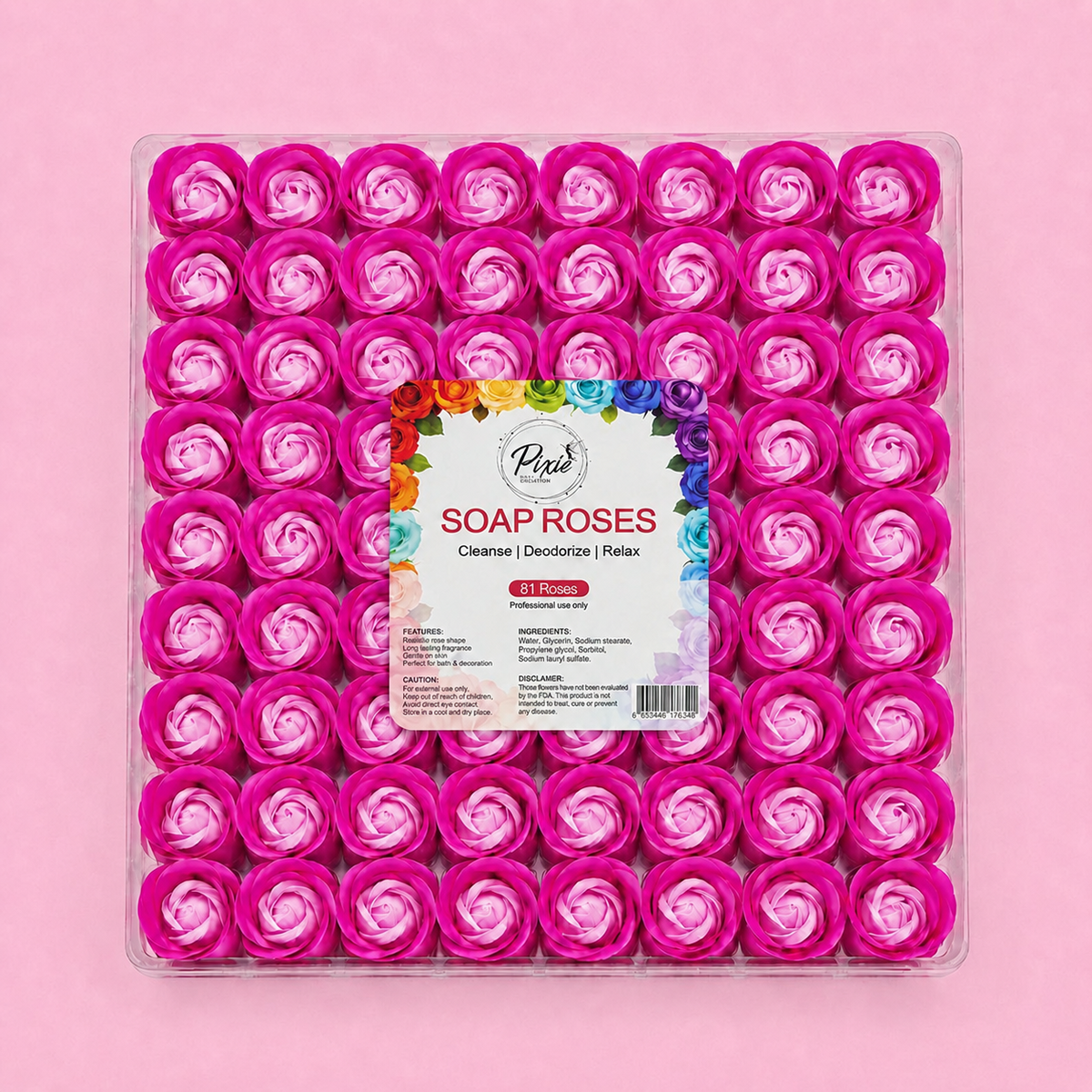 Manicure Pedicure Bath Soap Rose Flower Nail Hand & Feet - Multi Hot Pink - 81pcs