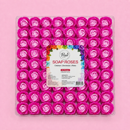 Manicure Pedicure Bath Soap Rose Flower Nail Hand & Feet - Multi Hot Pink - 81pcs