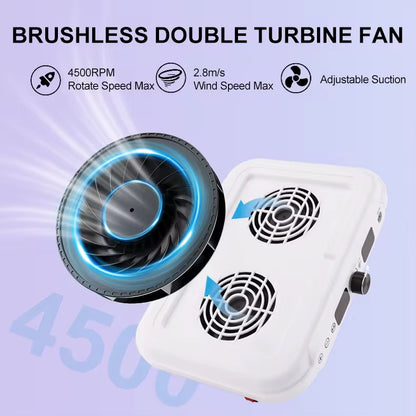 Super Strong Nail Dust Collector - Double Turbine Fan 4500RPM