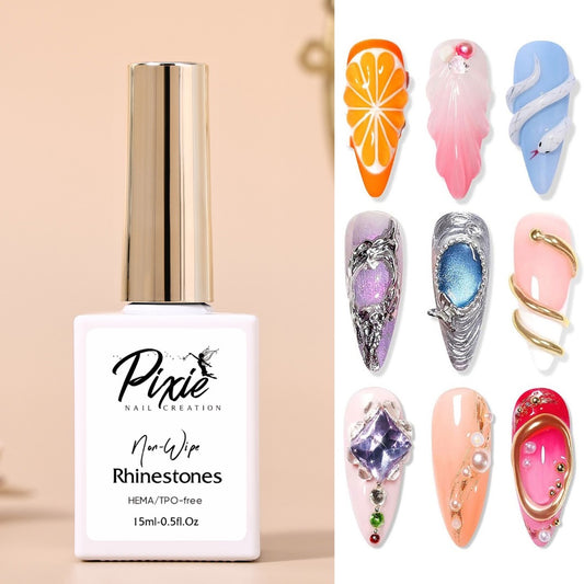 Pixie | Non Wipe Rhinestone Gel with Liner Brush UV/Led 0.5oz