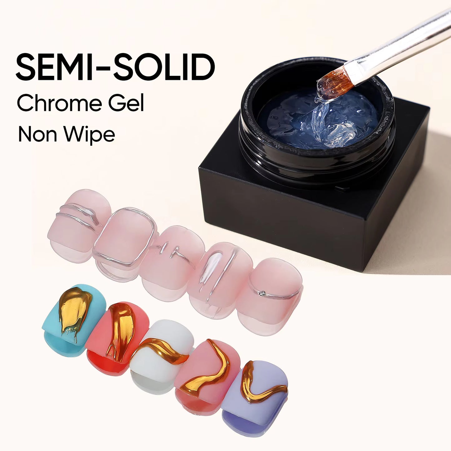 PIXIE |No Wipe Semi - Solid Chrome Gel - CLEAR