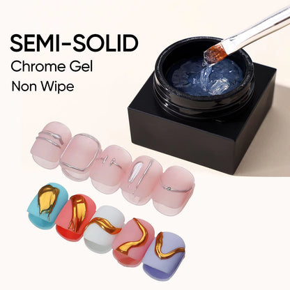 PIXIE |No Wipe Semi - Solid Chrome Gel - CLEAR