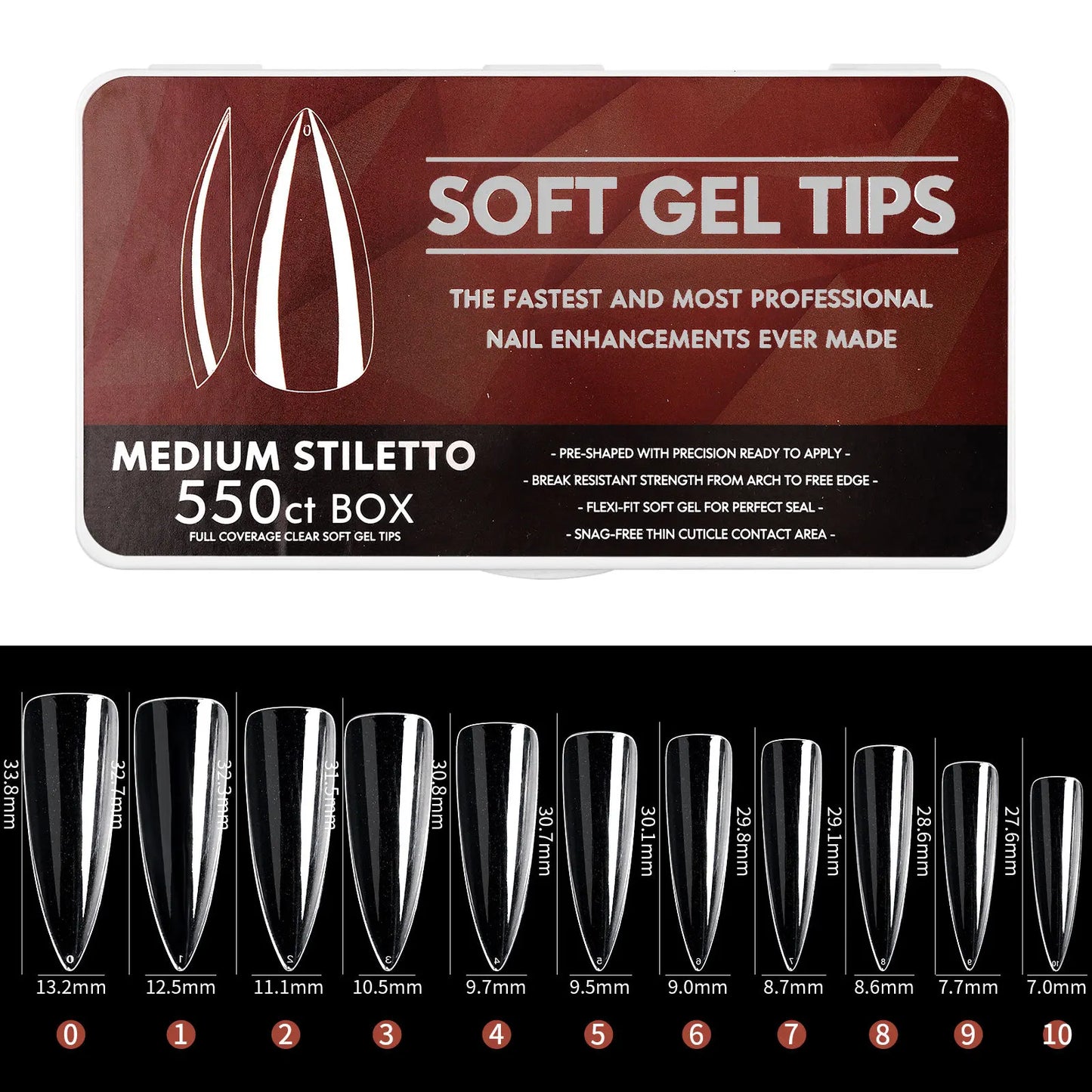 Medium Stilleto Soft Gel Tips - 550CT