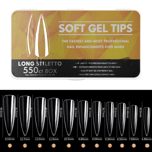 Long Stilleto Soft Gel Tips - 550CT