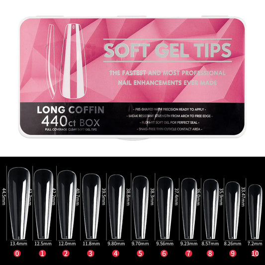 Long Coffin Soft Gel Tips - 440CT