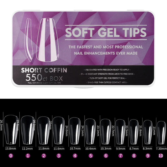 Short Coffin Soft Gel Tips - 550CT