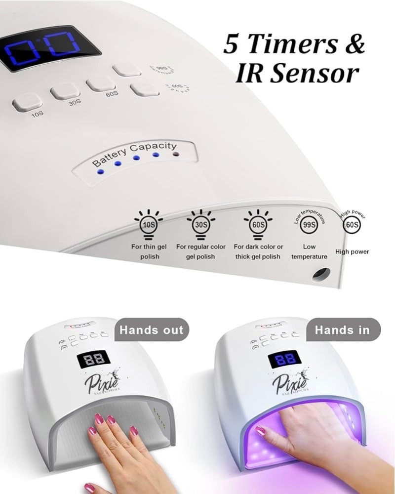 Pixie |66W UV LED Nail Lamp – Professional Cordness Gel Nail Lamp for Gel Polish | Nail Dryer NZ