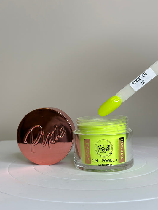 PIXIE | GL12- Glow In The dark | 2 in 1 Dip & Acrylic Powder ( 2oz)