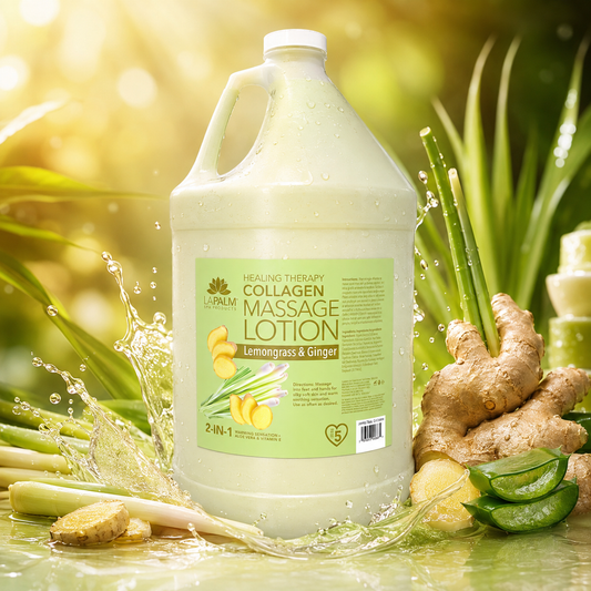 La Palm | Healing Therapy Massage Lotion - LEMONGRASS & GINGER - 1 Gallon
