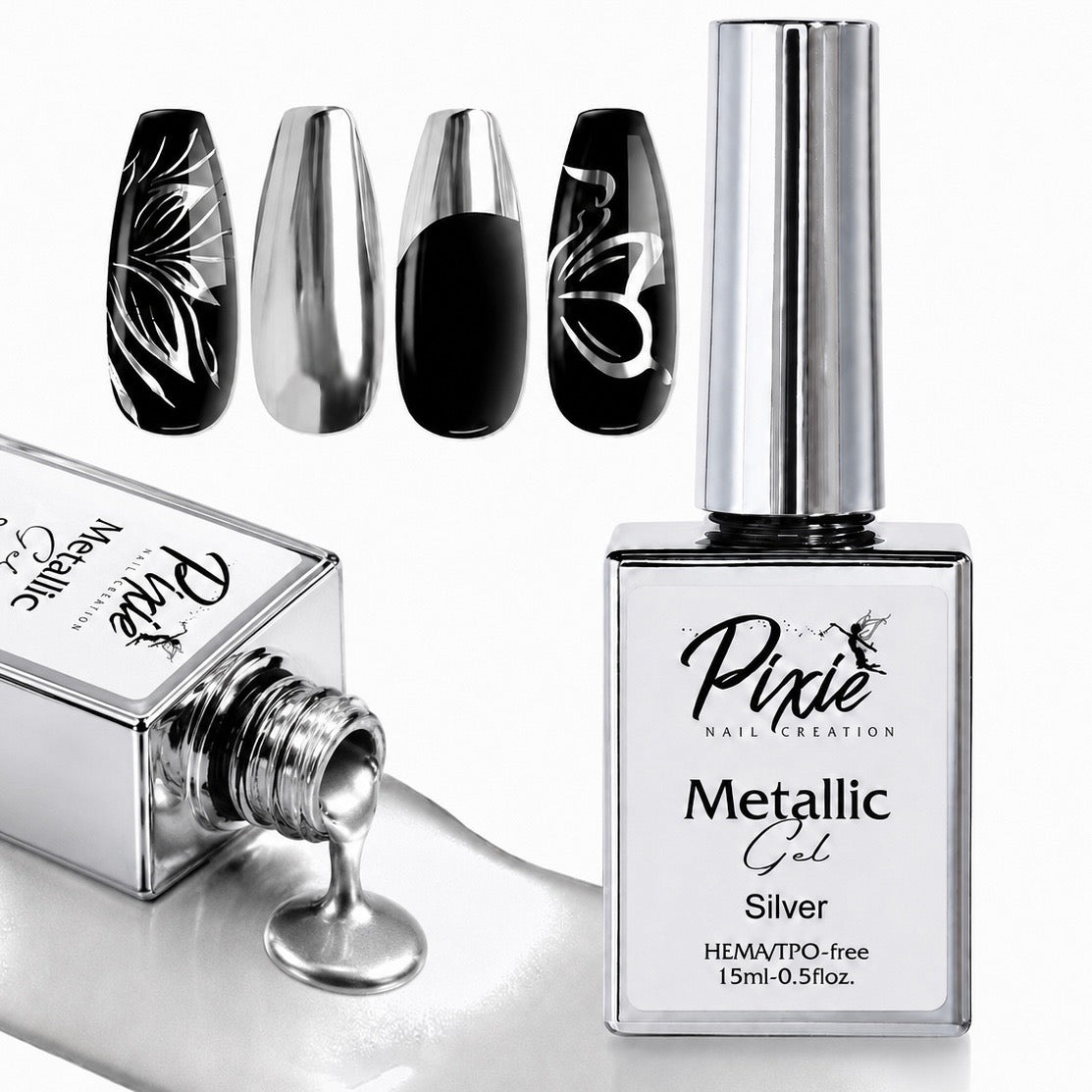 PIXIE | SILVER METALLIC GEL HEMA/TPO-free - 15ml