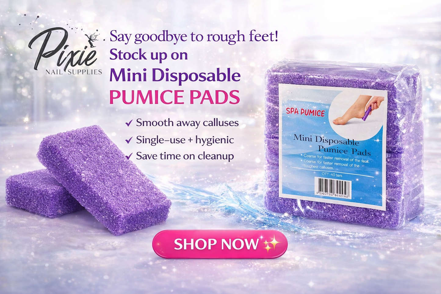 Pixie | Mini Disposable Pumice Bar - Pack of 40 pcs
