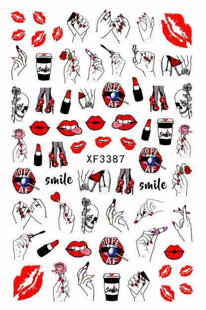 Lip - Women Nails Stickers