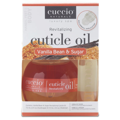 CUCCIO Revitalizing Cuticle Oil - Duo Pack - Vanilla Bean & Sugar 73mL + Roll On Travel Size 10mL