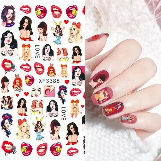 Lip - Women Nails Stickers