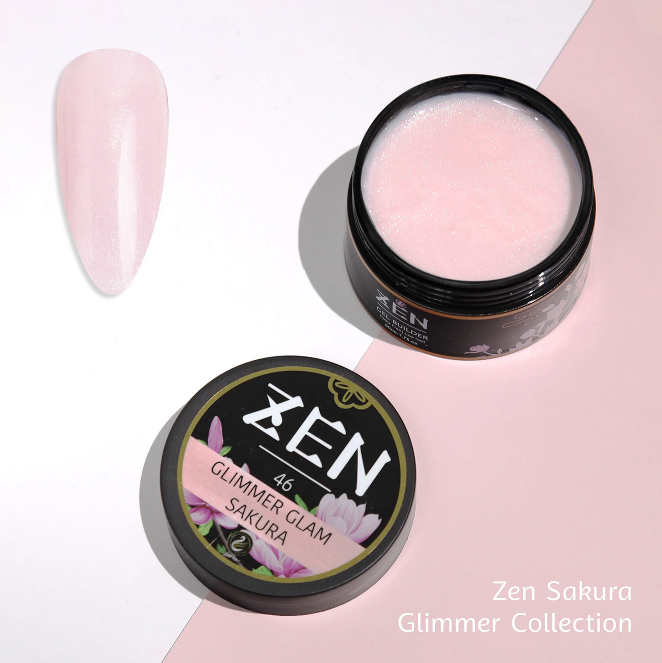 KaZEN Builder Hard Gel 46 Glimmer Glam Sakura Sakura Glimmer Coll